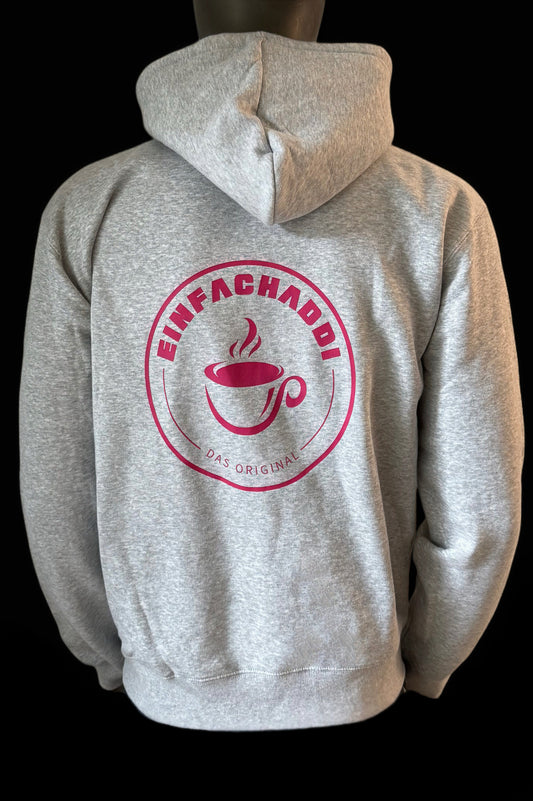 Hoodie Einfachaddi Logo Rücken grau